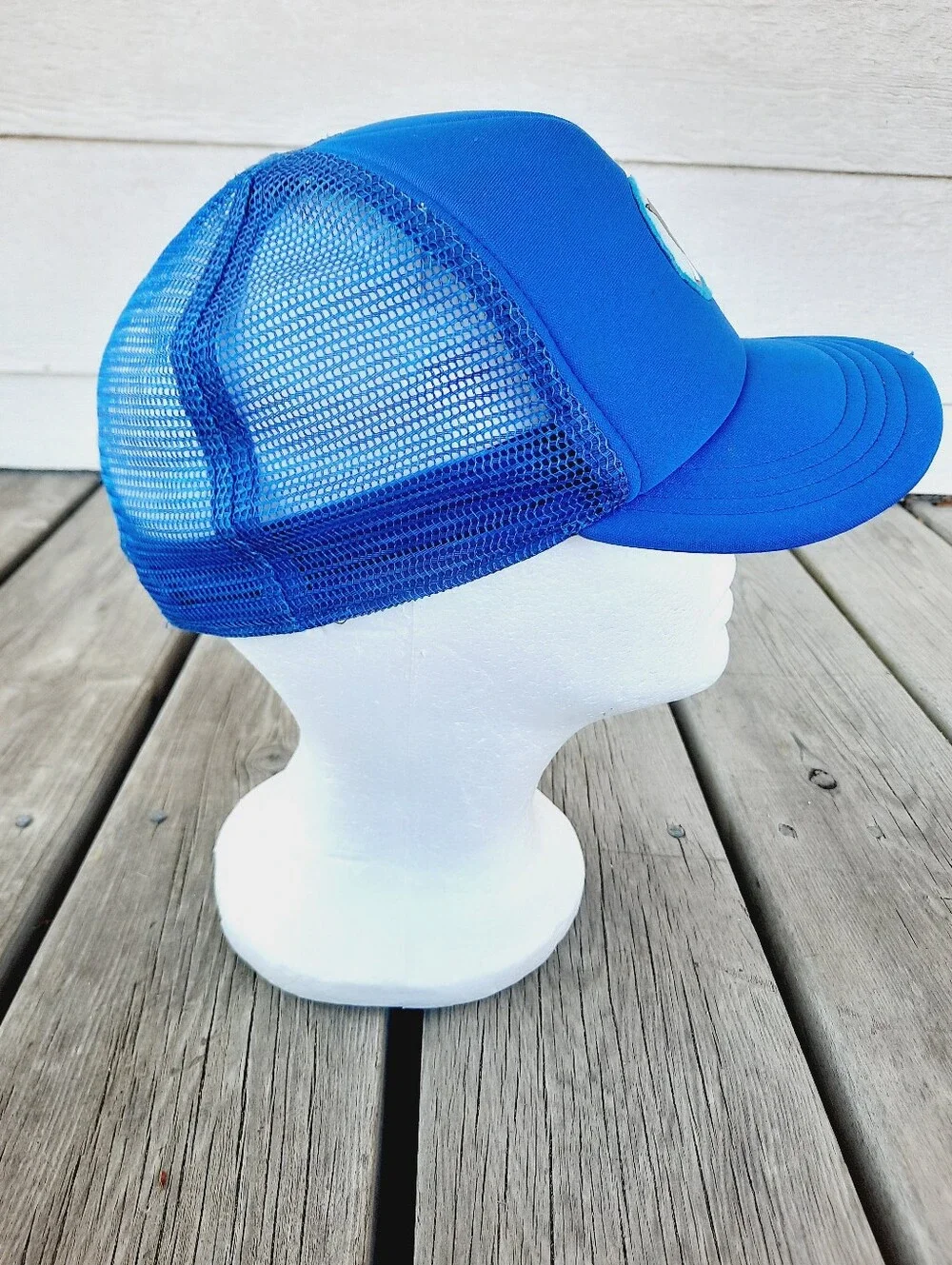 The North Face Blue Bear Patch Mesh Back Adjustable Trucker Hat Infant Size